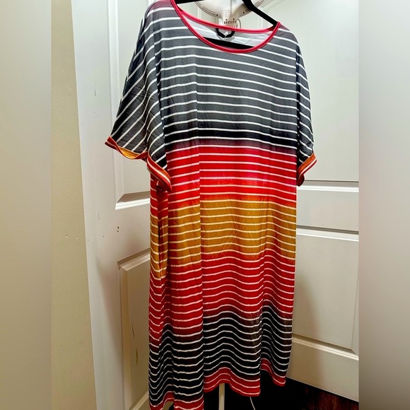 BloomChic Plus Size 3XL Striped Contrast Roll Pocket Dolman Sleeve Dress us22-24 - Picture 6 of 6